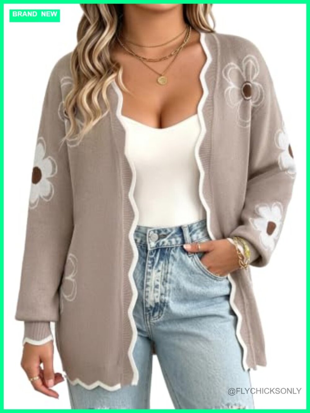 Plus Size Long Sleeve V Neck Open Front Cardigan Knit